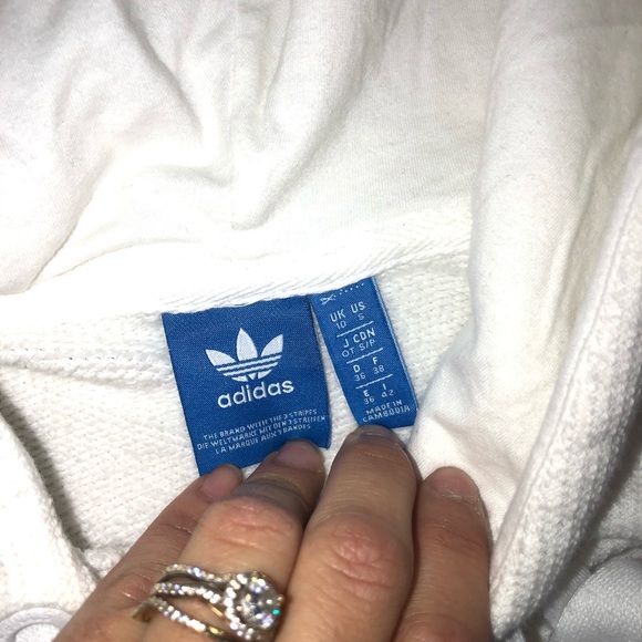 Adidas White/Navy Blue/Grey Striped Logo Embroidered Hooded Jacket Size S - Picture 5 of 9